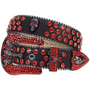 6872 Rhinestone Skull Belt Men Women Bling Stylish Belt Punk Fashion Studded